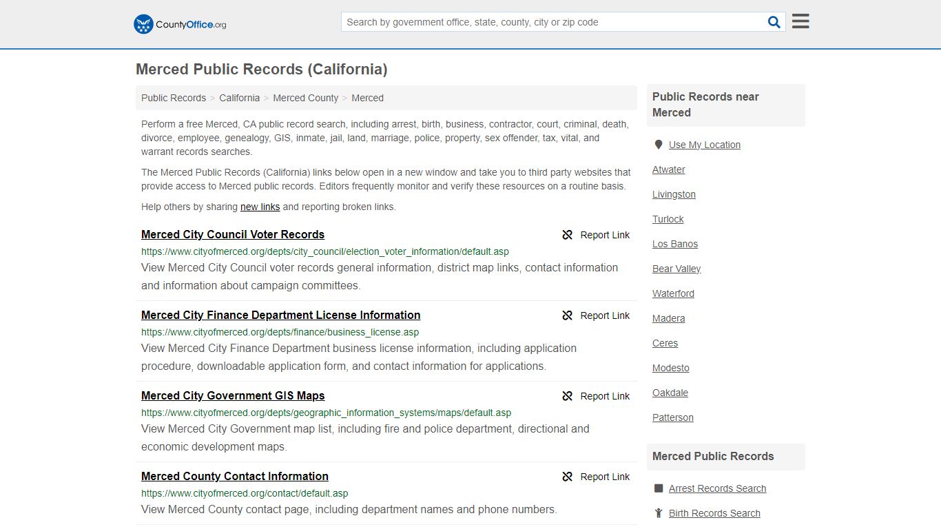 Merced Public Records (California) - County Office